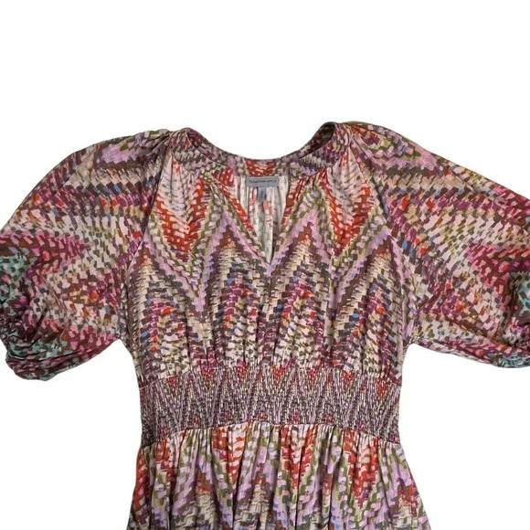 Anthropologie Burgundy and Blue Chevron Midi Dress - Picture 11 of 15